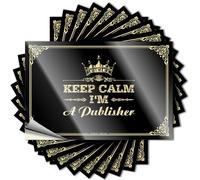 Divertidas calcomanías para casco de cocina, con texto en inglés «Keep Calm I'm A Publisher», adhesivo duradero fácil de aplicar para decoración de diatomeas (8 x 12 cm)