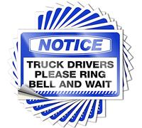 Divertidas calcomanías para coche, aviso de camionetas, por favor, timbre y espera, 10 calcomanías para caja de herramientas y calcomanías para automóviles (8 x 12 cm)