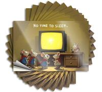 Divertidas calcomanías para coche, cinco ratones se reúnen alrededor de una pantalla de televisión brillante, 10 calcomanías de advertencia para automóviles (6 x 9 cm)