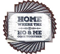 Divertidas calcomanías para coche con texto en inglés "Home Where The Ho & Me Come Together", 10 calcomanías divertidas para tu coche (12 x 18 cm)