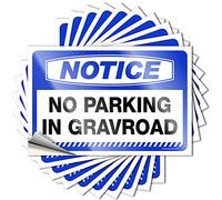 Divertidas calcomanías para coche con texto en inglés "Notice No Parking in Gravroad", 10 unidades, letrero divertido para tu coche (6 x 9 cm)