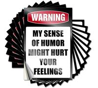 Divertidas calcomanías para coche con texto en inglés "Warning My Sense of Humor Might Hurt Your Feelings!", 10 calcomanías divertidas para decoración del hogar (6 x 9 cm)