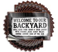 Divertidas calcomanías para coche con texto en inglés "Welcome to Our Backyard". 10 calcomanías para ventana de coche, letrero pequeño (12 x 18 cm)
