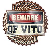 Divertidas calcomanías para coche, cuidado con Vito, 10 calcomanías para caja de herramientas de automóviles (12 x 18 cm)