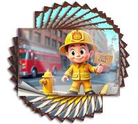 Divertidas calcomanías para coche, diseño de bombero listo para salvar el día, 10 unidades de calcomanías de advertencia para automóviles (6 x 9 cm)