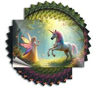 Divertidas calcomanías para coche, diseño de hada toca la flauta a un unicornio en un bosque mágico, 10 calcomanías de broma para adultos (12 x 18 cm)