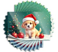 Divertidas calcomanías para coche, un lindo cachorro con un sombrero de Papá Noel sentado junto a la Navidad, 10 calcomanías para coche Kawaii (12 x 18 cm)