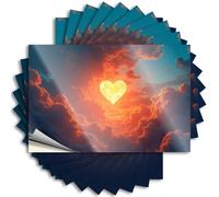 Divertidas calcomanías para coche, un sol en forma de corazón brilla entre las nubes, 10 calcomanías para parachoques de automóviles (6 x 9 cm)