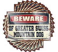 Divertidas calcomanías para coches Beware of Greater Swiss Mountain Dog Funny Sticker 10 Pcs Little Man Cave Sign Sarcástico (12 x 18 cm)