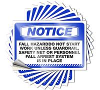 Divertidas calcomanías para parachoques, aviso de peligro de caída, no empieces a trabajar a menos que las barandillas, 10 unidades de calcomanías para herramientas (8 x 12 cm)