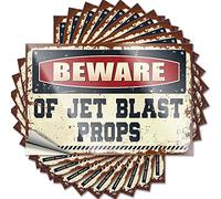 Divertidas calcomanías para parachoques con texto en inglés "Beware of Jet Blast Props", 10 unidades, calcomanías de coche para hombres (12 x 18 cm)