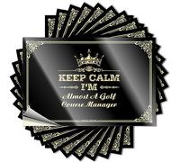 Divertidas calcomanías para parachoques con texto en inglés "Keep Calm I'm Almost A Golf Course Manager", calcomanías de broma para hombre, decoración de cueva (8 x 12 cm)
