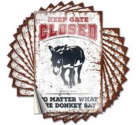 Divertidas calcomanías para parachoques con texto en inglés "Keep Gate Closed No Matter What The Donkey Say Funny Sticker 10 Pcs Car Window Stickers" (6 x 9 cm)