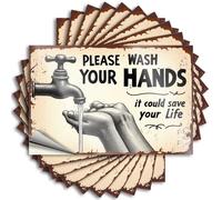 Divertidas calcomanías para parachoques con texto en inglés "Wash Your Hands: A Life-Saving Habit Stickers 10pcs Calcomanías de Navidad Funny Sign Decoration (6 x 9 cm)