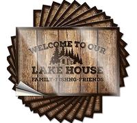 Divertidas calcomanías para parachoques con texto en inglés "Welcome to Our Lake House", 10 unidades, calcomanías de coche para hombres (12 x 18 cm)