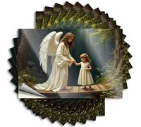 Divertidas calcomanías para parachoques de ángel guiando a un niño a través del bosque, 10 calcomanías divertidas para automóvil para mujeres (8 x 12 cm)
