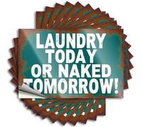 Divertidas calcomanías para parachoques para adultos Laundry Today: No Naked Tomorrow!, 10 calcomanías de advertencia para automóviles (6 x 9 cm)