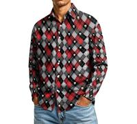 Divertidas camisas de Halloween para hombre, con botones, estampado de calabaza, fantasma, manga larga, A06-azul, 4XL
