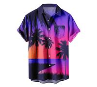 Divertidas camisas hawaianas para hombre, manga corta, con botones, playa, palmera hawaiana, casual, tropical, crucero, bolos, verano, caribeño, golf, gráfico, México, camisas de crucero cubano, gris