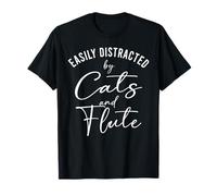 Divertidas camisas para gatos que se distraen fácilmente con gatos y música de flauta Camiseta