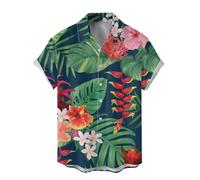 Divertidas camisas tropicales para hombre, manga corta, crucero, casual, hawaiana, con botones, palmera hawaiana, playa caribeña, moderna, gráfico de solapa, verano, floral, 80, camisa mexicana