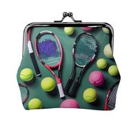 Divertidas carteras de raquetas de tenis y pelotas de tenis para mujer, monedero para mujer, cartera pequeña para mujer, adecuada para mujeres, elegante y personalizada, Negro -, Talla única, Art Deco