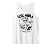 Divertidas Chicas Buenas leen Libros picantes Gothic Skeleton Bookworm Camiseta sin Mangas