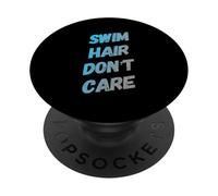 Divertidas citas de natación traje de baño Swim Hair Don't Care PopSockets PopGrip Adhesivo