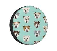 Divertidas cubiertas de neumáticos de Navidad con diseño de bulldog inglés, impermeables, para ruedas de caravana, remolque, camión, SUV