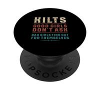 Divertidas faldas escocesas tradicionales de Escocia Las buenas chicas no preguntan a los hombres PopSockets PopGrip Adhesivo