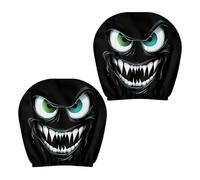 Divertidas fundas para reposacabezas de Halloween - 2 piezas transpirables grandes ojos coche headrest protección - interior elástico fundas reposacabezas Halloween conductor pasajero mujeres hombres