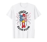 Divertidas gafas de sol patrióticas de pollo Tee Chicka Boom Boom USA Camiseta