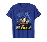 Divertidas guerras de Gatos, Cat Wars Camiseta, Hombre, Azul Real, S