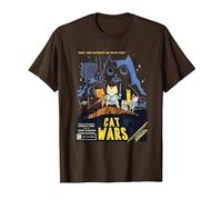 Divertidas guerras de Gatos, Cat Wars Camiseta, Hombre, Marrón, S