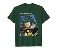 Divertidas guerras de Gatos, Cat Wars Camiseta, Hombre, Verde Bosque, XL