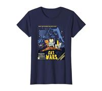 Divertidas guerras de Gatos, Cat Wars Camiseta, Mujer, Azul Marino, S