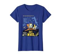 Divertidas guerras de Gatos, Cat Wars Camiseta, Mujer, Azul Real, S