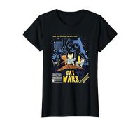 Divertidas guerras de Gatos, Cat Wars Camiseta, Mujer, Negro, 3XL