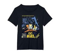 Divertidas guerras de Gatos, Cat Wars Camiseta, Mujer Tallas Grandes, Negro, 1XL Grande
