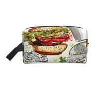 Divertidas hamburguesas y tazas con impresión de hamburguesas y tazas, organizador de maquillaje para mujeres y hombres, gran capacidad para cosméticos, accesorios, artículos de tocador, champú y