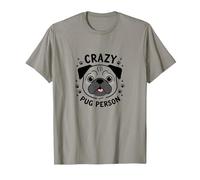 Divertidas Huellas de Patas de Crazy Pug Person para Regalar a un Amante de los Perros Camiseta, Hombre, Pizarra, S