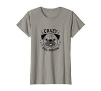 Divertidas Huellas de Patas de Crazy Pug Person para Regalar a un Amante de los Perros Camiseta, Mujer, Pizarra, S