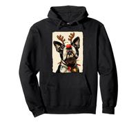 Divertidas Luces Festivas de Perro Boston Terrier de Navidad Sudadera con Capucha