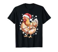 Divertidas Luces navideñas con Sombrero de Papá Noel y Pollo Camiseta