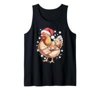 Divertidas Luces navideñas con Sombrero de Papá Noel y Pollo Camiseta sin Mangas