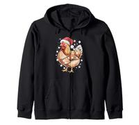 Divertidas Luces navideñas con Sombrero de Papá Noel y Pollo Sudadera con Capucha