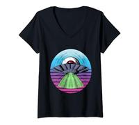 Divertidas naves espaciales OVNI Ojo que todo lo ve Ufología Camiseta Cuello V
