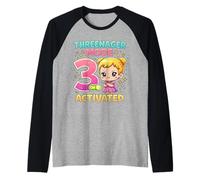 Divertidas niñas de cumpleaños de 3 años Camiseta Manga Raglan