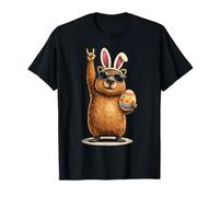 Divertidas Orejas de Conejo Capybara Rock On Hombres Mujeres Niños Pascua Cool Camiseta
