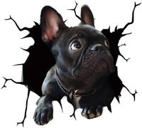 Divertidas Pegatinas 3D Para Perros Y Mascotas, Pegatinas Para Ventanas Rotas Para Cachorros, Pegatinas Para Coche De Bulldog De Simulación 3D, Decoración Del Coche